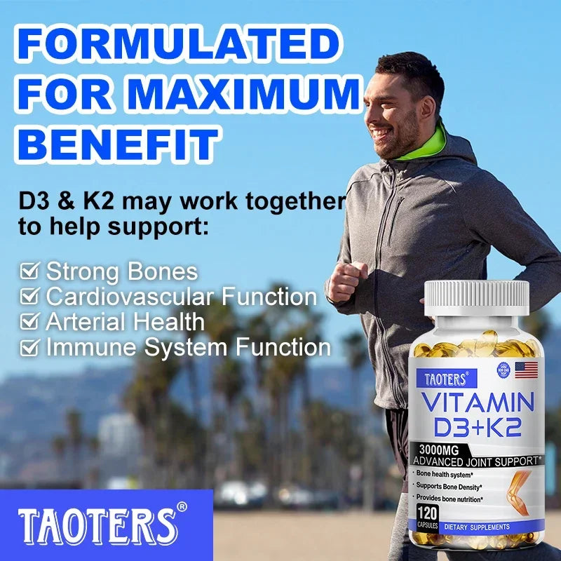 Optimum Vitamins D3 and K2 - Supports Strong Bones and Muscles, Calcium Absorption and Immune Health