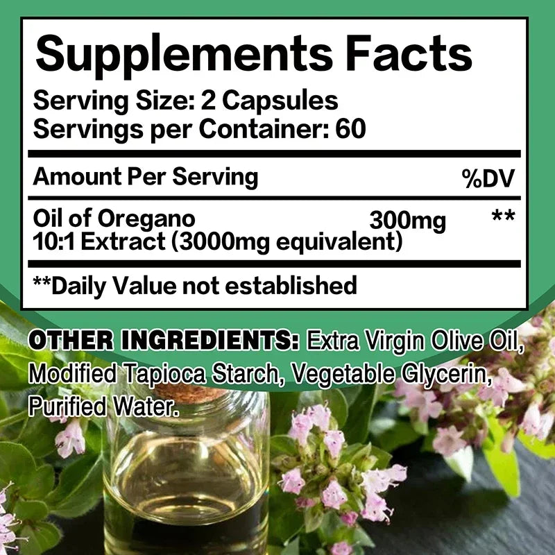 Oregano Oil - Immune and Kidney Health, Digestive Health, Antioxidant Support, Bloating Relief