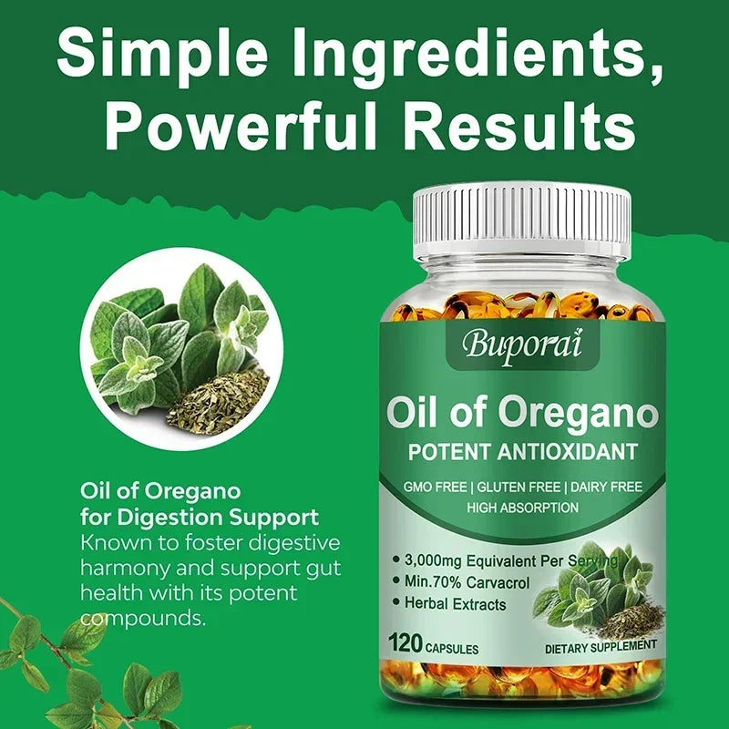 Oregano Oil - Immune and Kidney Health, Digestive Health, Antioxidant Support, Bloating Relief