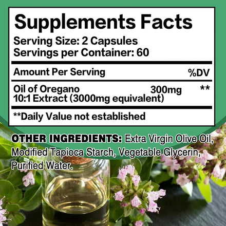 Oregano Oil - Immune and Kidney Health, Digestive Health, Antioxidant Support, Bloating Relief