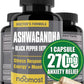 Organic Ashwagandha Capsules Promote Anti-Stress Relief, Natural Mood Support & Focus Support, Natural Energy Supplement, Unisex