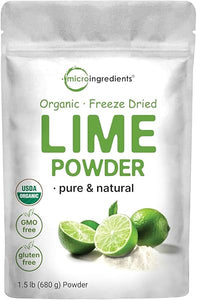 Organic Lime Powder, 1.5lbs | 100% Natural Fruit Powder | Freeze Dried Limes Source | No Sugar & Additives | Great Flavor for Drinks, Smoothie, & Beverages | Non-GMO & Vegan Friendly in Pakistan