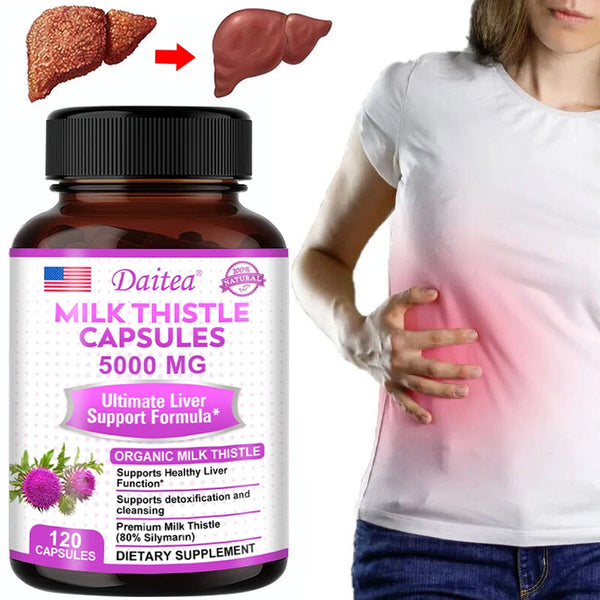 Organic Milk Thistle Extract 5000 mg Capsules and Dandelion Thistle, Liver Health, Supports Liver Function, Non-GMO, Vegetarian in Pakistan