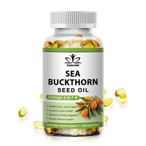 Organic Omega-7 Sea Buckthorn Seed Oil Capsule for Heart, Immune Support, and Intestinal Health, Healthy Skin, Hair and Nails