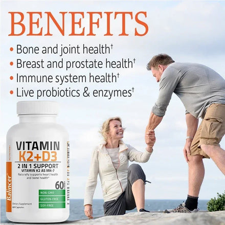 Organic Vitamin K2 (MK-7) 900 Mg +D3 5000 IU 2-in-1 Support Supplement - Efficient Absorption - Overall Immune Health