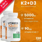 Organic Vitamin K2 (MK-7) 900 Mg +D3 5000 IU 2-in-1 Support Supplement - Efficient Absorption - Overall Immune Health