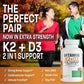 Organic Vitamin K2 (MK-7) 900 Mg +D3 5000 IU 2-in-1 Support Supplement - Efficient Absorption - Overall Immune Health
