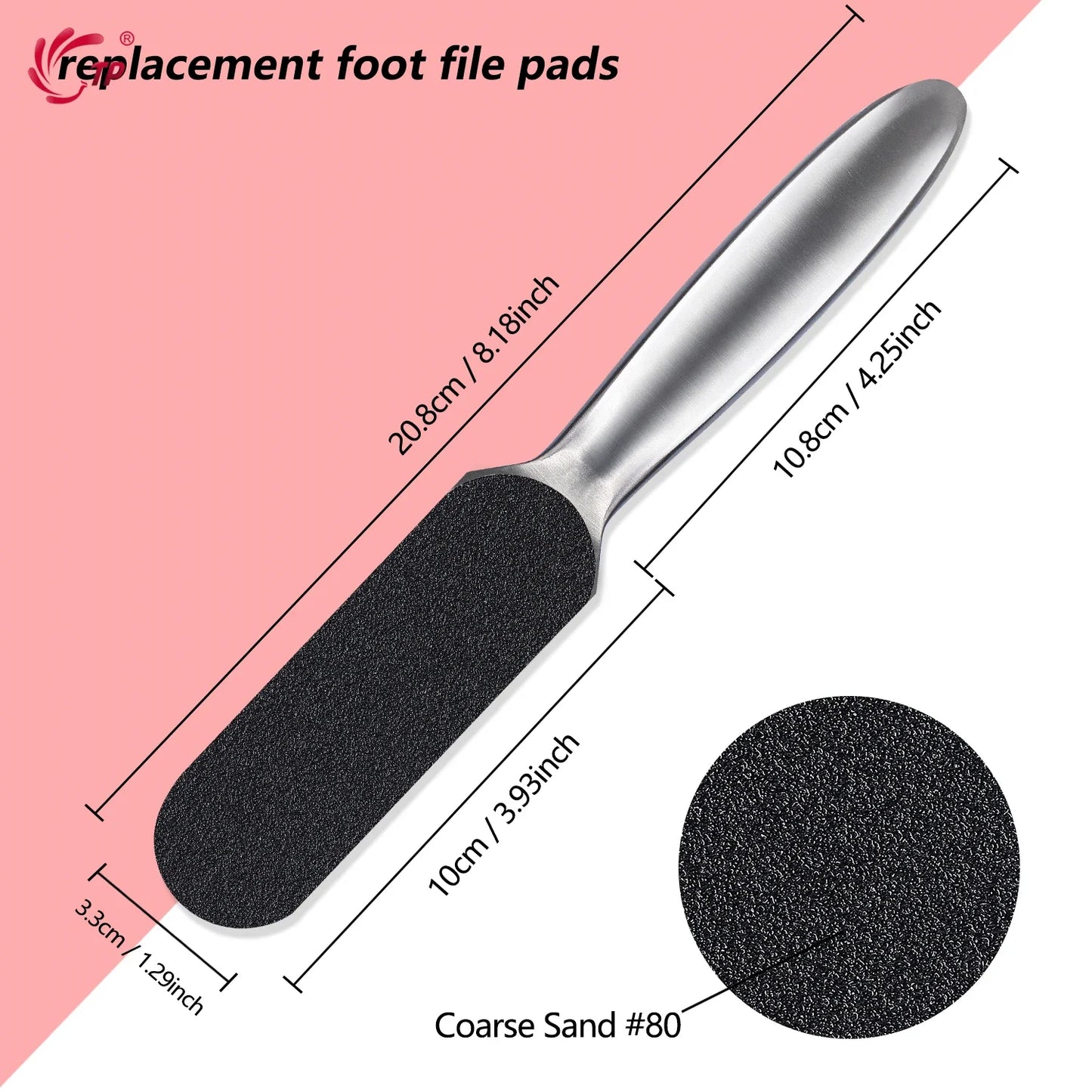 Pedicure Rasp File Callus Remover Foot Files Pedicure Pads Stainless Handle Silencer For Foot Care Tools Replaceable Sandpaper