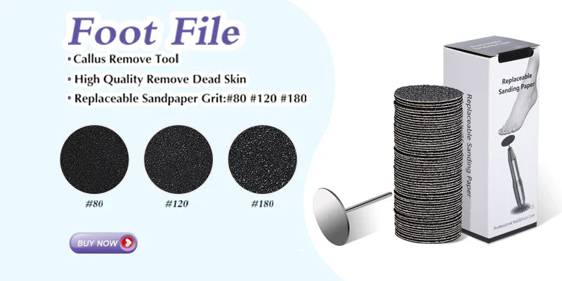 Pedicure Rasp File Callus Remover Foot Files Pedicure Pads Stainless Handle Silencer For Foot Care Tools Replaceable Sandpaper