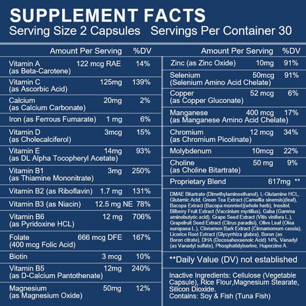 Plus Vegetarian Health Brain T Supplement Supports Memory,Focus,Clarity, &Mental Energy with,Plus Phosphatidylserine&Huperzine A