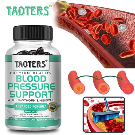 Premium Blood Pressure Supplement for Cardiovascular and Heart Health with Garlic, Hawthorn & Hibiscus - 120 Capsules
