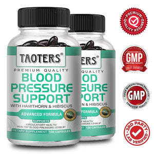 Premium Blood Pressure Supplement for Cardiovascular and Heart Health with Garlic, Hawthorn & Hibiscus - 120 Capsules