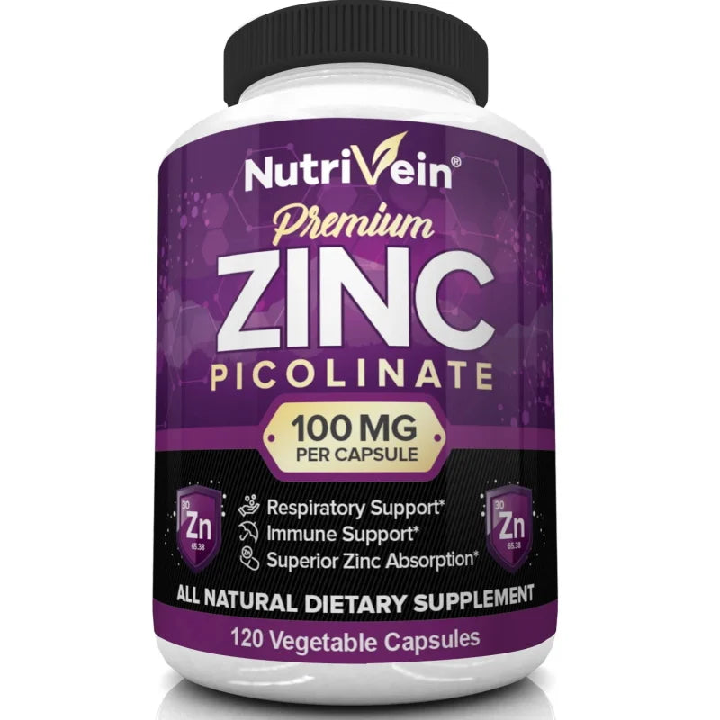 Premium Zinc Picolinate 100 Mg Per Serving - 120 Capsules - Boosts Immune Support, Sleep & Energy