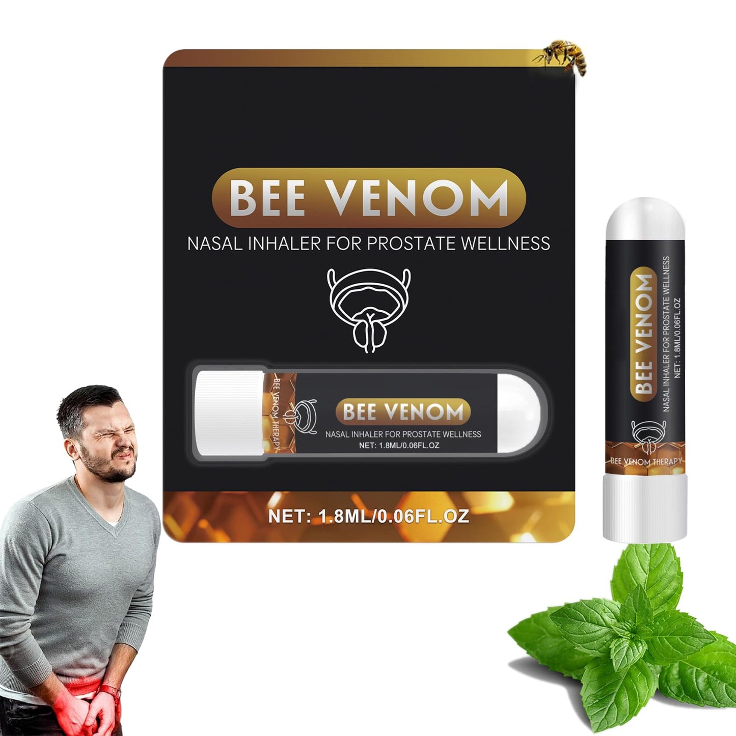 Prostavibe Bee Wellness Inhaler, Nasal Inhaler for Prostate Wellness, Nasal Inhaler Stick Aromatherapy, Improves Blood Circulation, Clean Your Nose and Enjoy Fresh Air, Restores Vitality