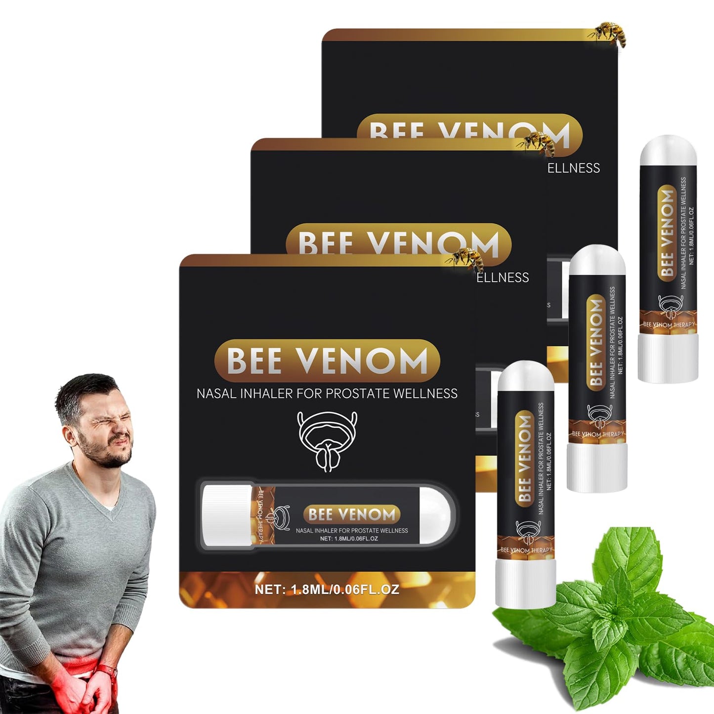 Prostavibe Bee Wellness Inhaler, Nasal Inhaler for Prostate Wellness, Nasal Inhaler Stick Aromatherapy, Improves Blood Circulation, Clean Your Nose and Enjoy Fresh Air, Restores Vitality