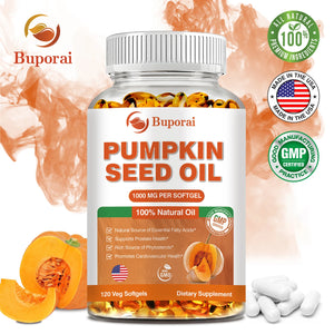Pumpkin Seed Oil Capsules - Supports Prostate, Urinary Tract, Bladder Health, and Promotes Hair Growth