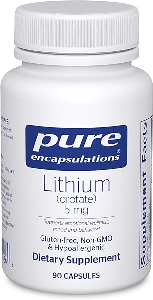 Pure Encapsulations Lithium Orotate 5 mg - Brain Support Supplement - with N-Acetyl-L-Cysteine (NAC) for Memory & Brain Behavior* - Gluten Free & Non-GMO - 90 Capsules in Pakistan