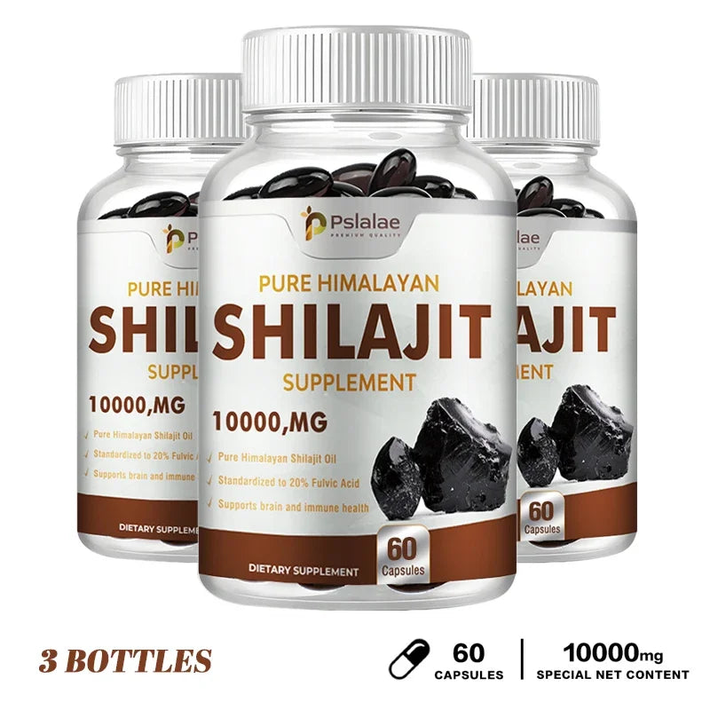 Pure Himalayan Shilajit Resin Capsules Formulated with 20% Fulvic Acid - 10:1 Extract 10,000mg Extra Strength