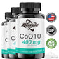 Purevia CoQ-10 Supplements 400 mg With Omega 3 Fatty Acids Vitamin E Ultra High Absorption Coq-120 Capsules