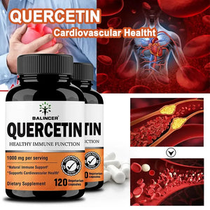 Quercetin 1000Mg of Bioflavonoids Per Veggie Capsule Supplement Supports Immune, Cardiovascular, Respiratory Health Antioxidant