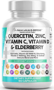 Quercetin 1000mg Zinc 50mg Vitamin C 1000mg Vitamin D 5000 IU Bromelain Elderberry - Lung Immune Defense Support Supplement Adults with Artemisinin, Sea Moss, Echinacea, Garlic Immunity Allergy Relief in Pakistan