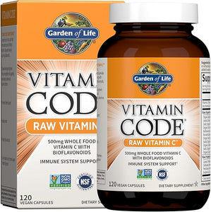 Raw Vitamin Code Vitamin C, 120 Vegan Capsules, 500mg Whole Food Vitamin C Supplements with Bioflavonoids, Fruits & Veggies, Probiotics, Gluten Free for Adults in Pakistan