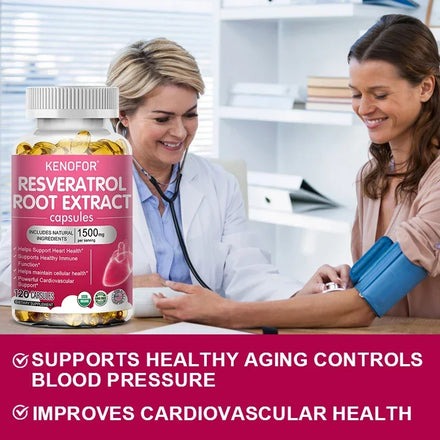Resveratrol 1500mg Supplement - Antioxidant, Anti-Aging, Skin Radiance, Heart, Cardiovascular, Immune, Metabolism