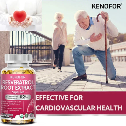 Resveratrol 1500mg Supplement - Antioxidant, Anti-Aging, Skin Radiance, Heart, Cardiovascular, Immune, Metabolism