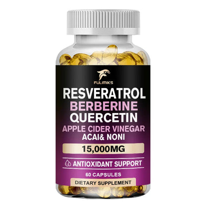 Resveratrol Capsules - Vitamin C & E, Skin, Antioxidant Supplement to Support Circulatory Health & Overall Wellness - Non-GMO