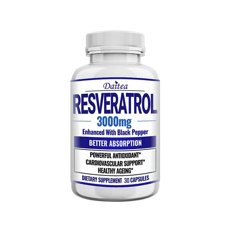 Resveratrol Supplement 3000 Mg - Non-GMO and Gluten Free, Ultra-Pure Trans-Resveratrol 120 Capsules, Anti-Aging, Antioxidant