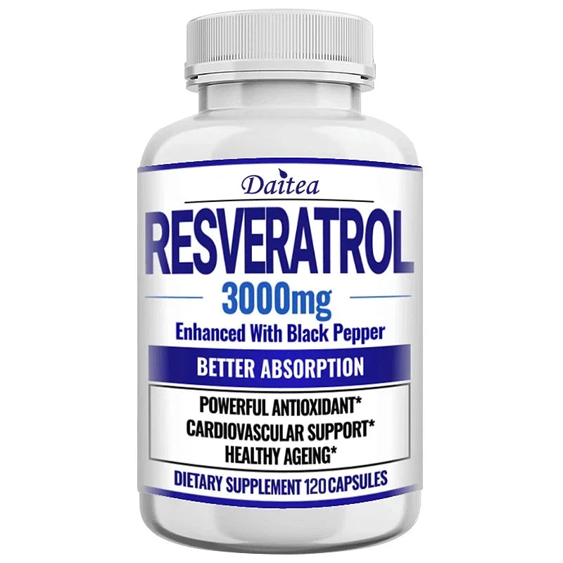 Resveratrol Supplement 3000 Mg - Non-GMO and Gluten Free, Ultra-Pure Trans-Resveratrol 120 Capsules, Anti-Aging, Antioxidant