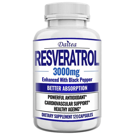 Resveratrol Supplement 3000 Mg - Non-GMO and Gluten Free, Ultra-Pure Trans-Resveratrol 120 Capsules, Anti-Aging, Antioxidant