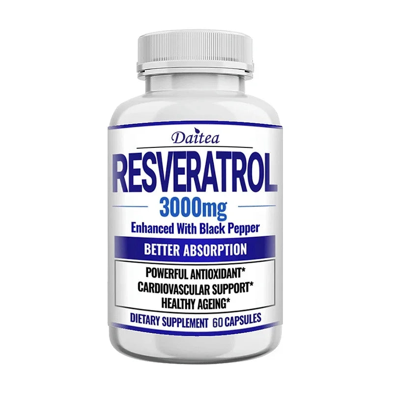 Resveratrol Supplement 3000 Mg - Non-GMO and Gluten Free, Ultra-Pure Trans-Resveratrol 120 Capsules, Anti-Aging, Antioxidant