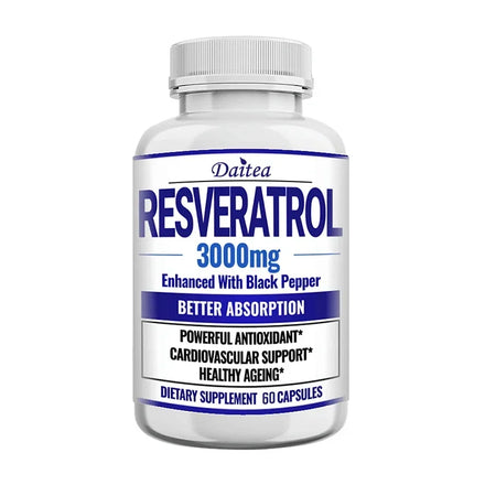 Resveratrol Supplement 3000 Mg - Non-GMO and Gluten Free, Ultra-Pure Trans-Resveratrol 120 Capsules, Anti-Aging, Antioxidant