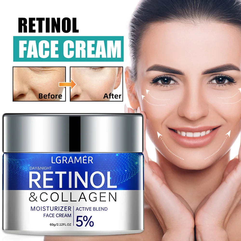 Retinol Collagen Face Cream Repairing Skin Moisturizing Hyaluronic Acid Younger Smooth Wrinkles Face Skin Care Cosmetic 30g/60g