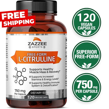 Supplement with L-Citrulline - Healthy Muscle Building, Energy, Strength, Immune System Support -120 Capsules Dietary Supplement