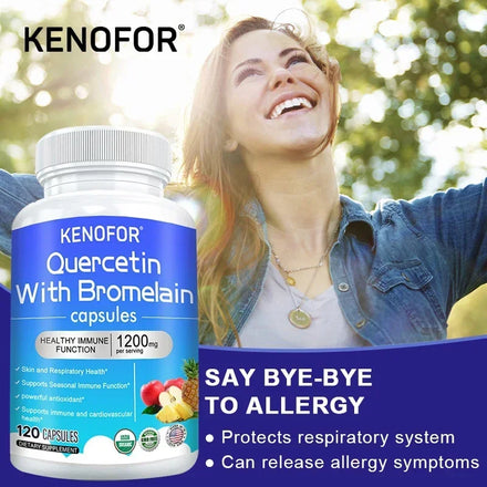 Quercetin 1200 mg with Bromelain and Zinc - Natural Immune Support Supplement, Antioxidant, Skin and Respiratory Health