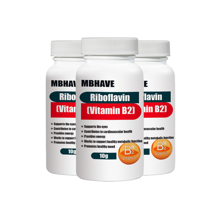 Free Shipping  Riboflavin (Vitamin B2) 10g Supports the eyes Provides energy Works to support healthy metabolic function