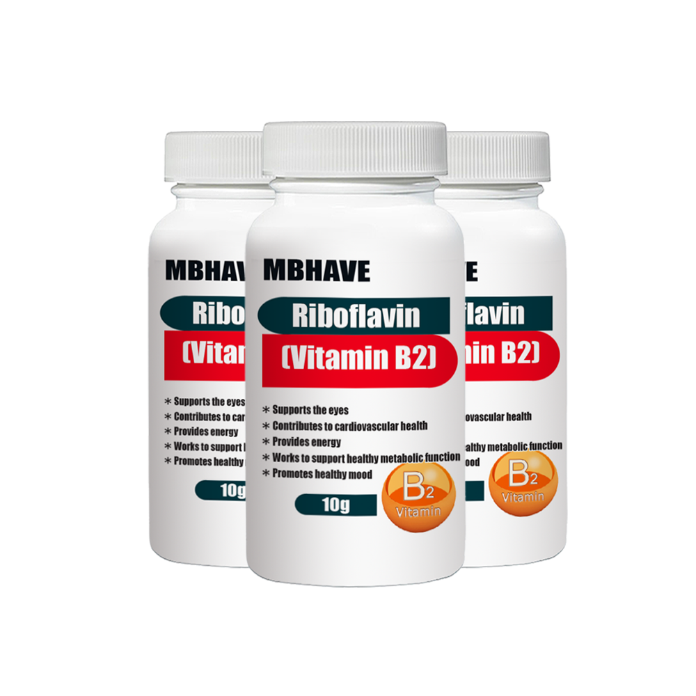 Free Shipping  Riboflavin (Vitamin B2) 10g Supports the eyes Provides energy Works to support healthy metabolic function