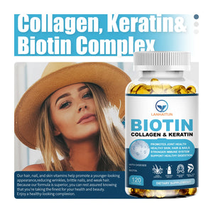 LANHAITUN Biotin&Collagen Capsules with Keratin For Nails Care, Joint Care, Help Hair Growth, Multivitamin Supplement 120Pcs in Pakistan