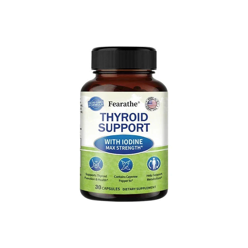 Maximum Strength Iodine Capsules - Thyroid Support Supplement, Helps Metabolism, For Thyroid Function and Health