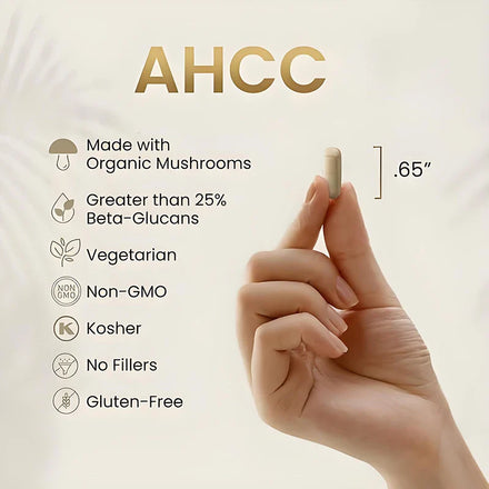 AHCC active compound, 1100mg shiitake mushroom supplement, natural immune support for men and women, 60 vegetarian capsules
