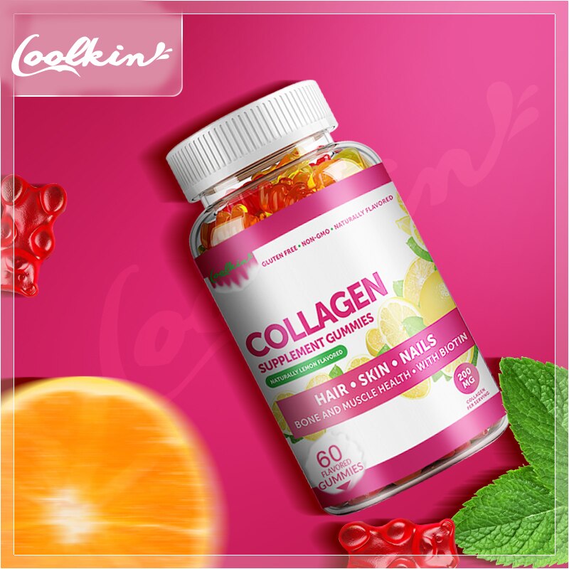 Collagen Gummies with Biotin Zinc Vitamins C & E - Collagen Supplement for Anti-Aging, Hair Growth, Skin Care & Nail Strength