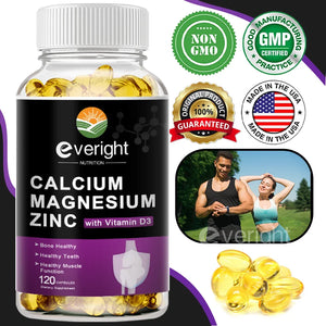 Natural Calcium Magnesium Zinc Supplement with Vitamin D3 - Gluten Free, Vegan, Non-GMO -  Essential Mineral Complex in Pakistan