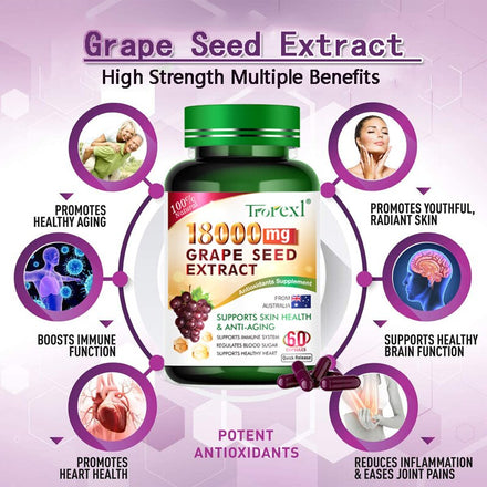 Natural Whitening Grape Seed Extract Capsules Antioxidant Dark Spots Remover Pills Blood Pressure Cholesterol Balance Supplement