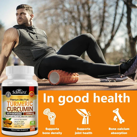 Curcumin with BioPerine 1500mg | Turmeric Capsules with Black Pepper, Joint Health Dietary Supplement Vegetarian
