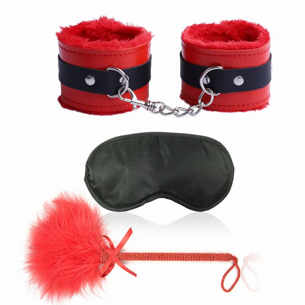 Exotic Sexy Accessories Kit of Sex Eye Mask Bdsm Bondage Games Toys with Handcuffs for Couples Adults Sex Blindfold Flirting in Pakistan