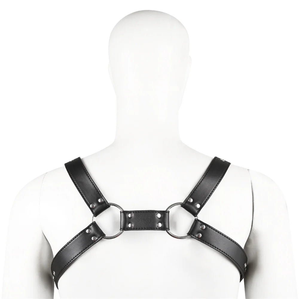 Fetish Men Leather Gay Sexy Leather Suspenders Harness BDSM Gay Sex Harness Belts Sexual Body Bondage Straps Punk Rave Cotumes