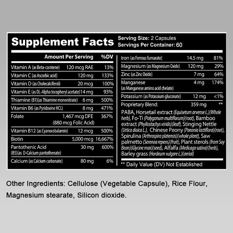 Saw Palmetto Capsules - with Multivitamins, Biotin, Promotes Hair Growth, Hair Loss, Promotes Hair Thickness and Overall Health