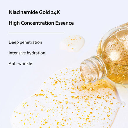 Skincare Product 24K Gold Niacinamide Face Serum Anti Aging Hyaluronic Acid for Face Shrinks Pores Korean Skin Care Products